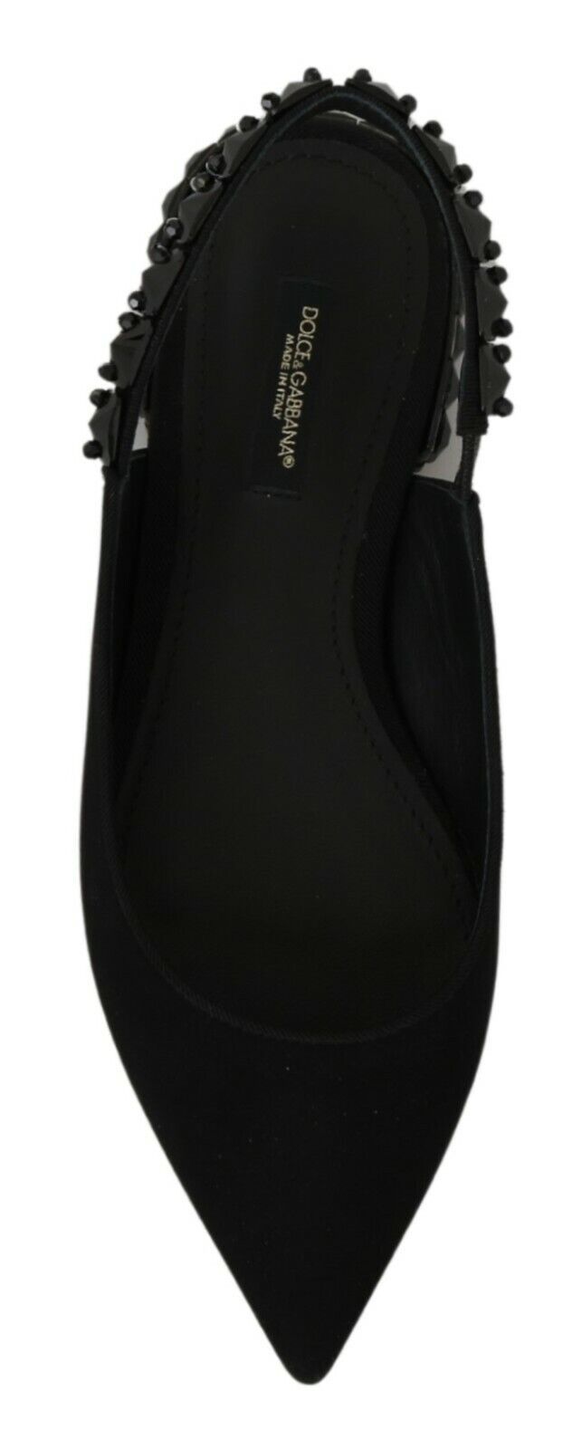 Dolce & Gabbana – Schwarze flache Slingback-Charmeuse-Schuhe