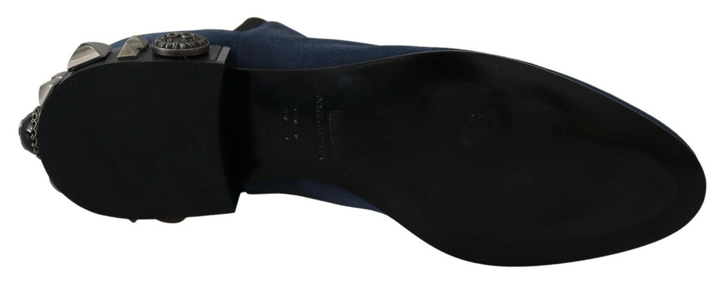 Dolce & Gabbana - Bottines cloutées en daim bleu