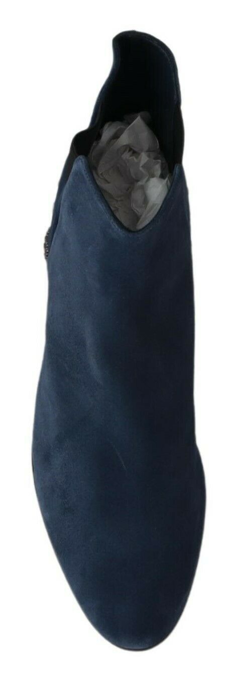 Dolce & Gabbana - Bottines cloutées en daim bleu