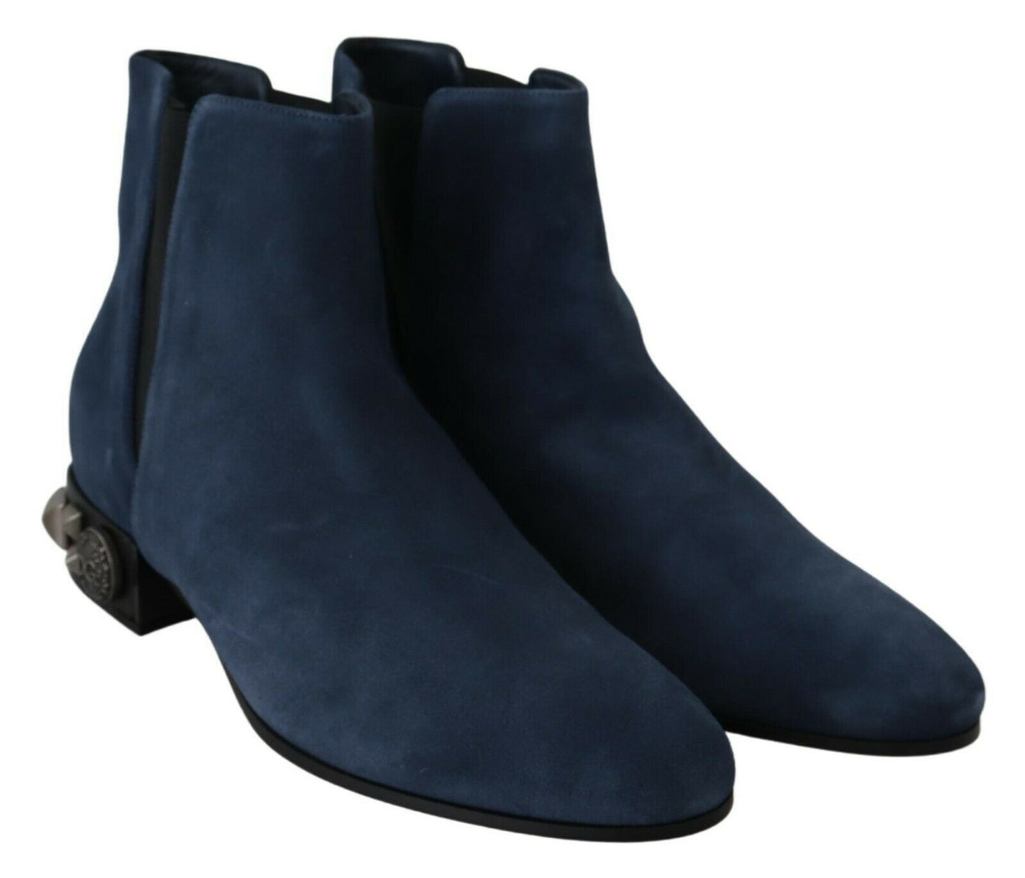 Dolce & Gabbana - Bottines cloutées en daim bleu