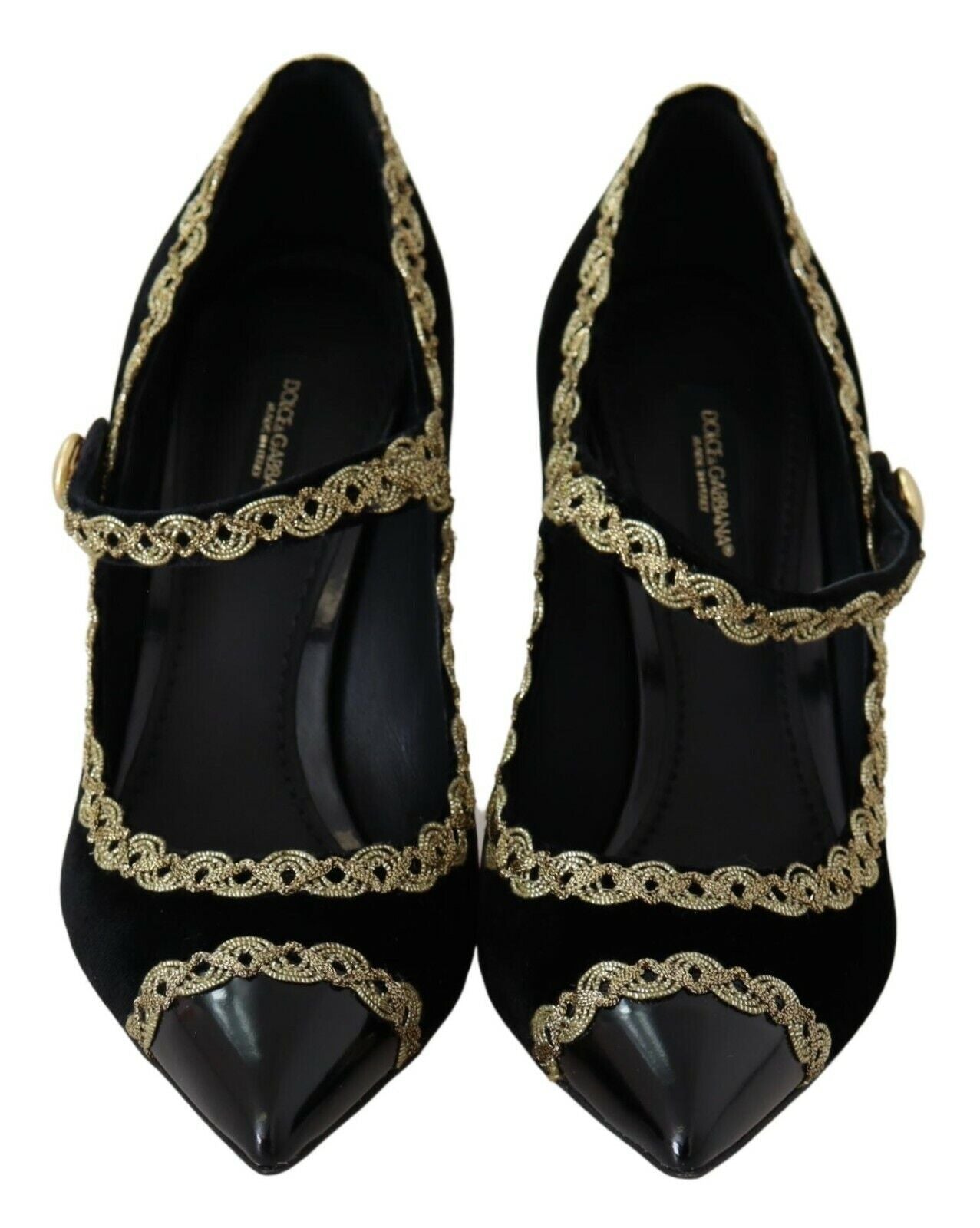 Escarpins Mary Jane en velours noir orné Dolce & Gabbana
