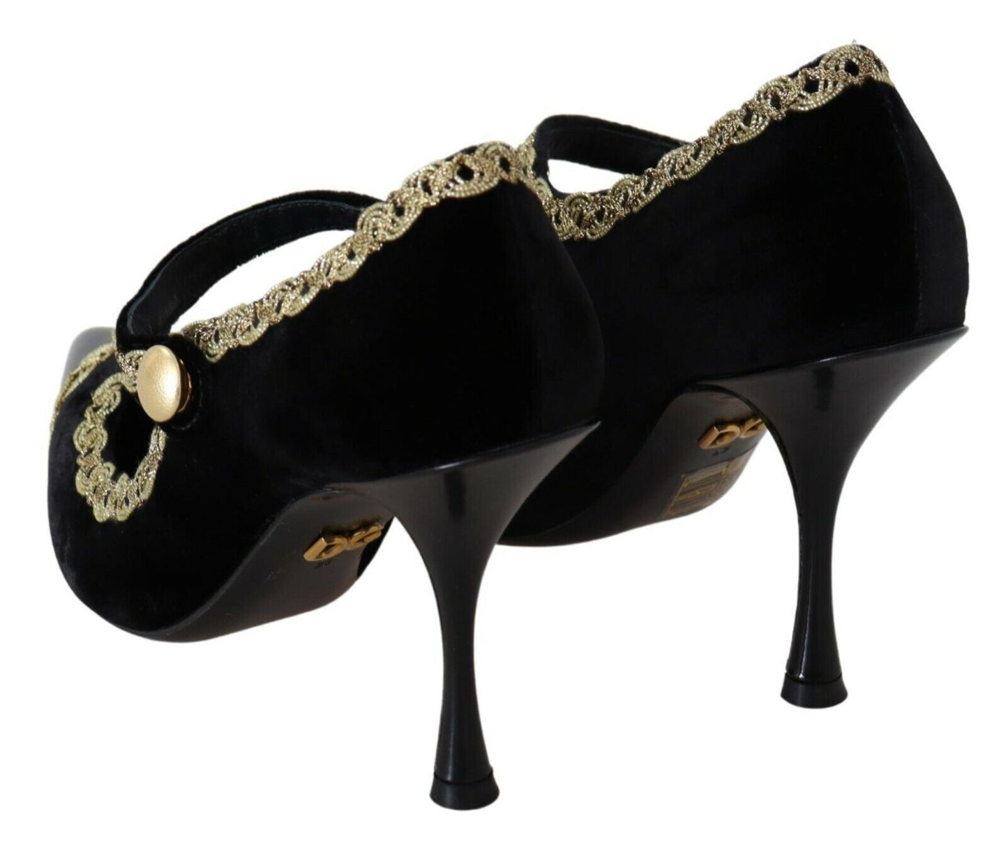 Escarpins Mary Jane en velours noir orné Dolce & Gabbana
