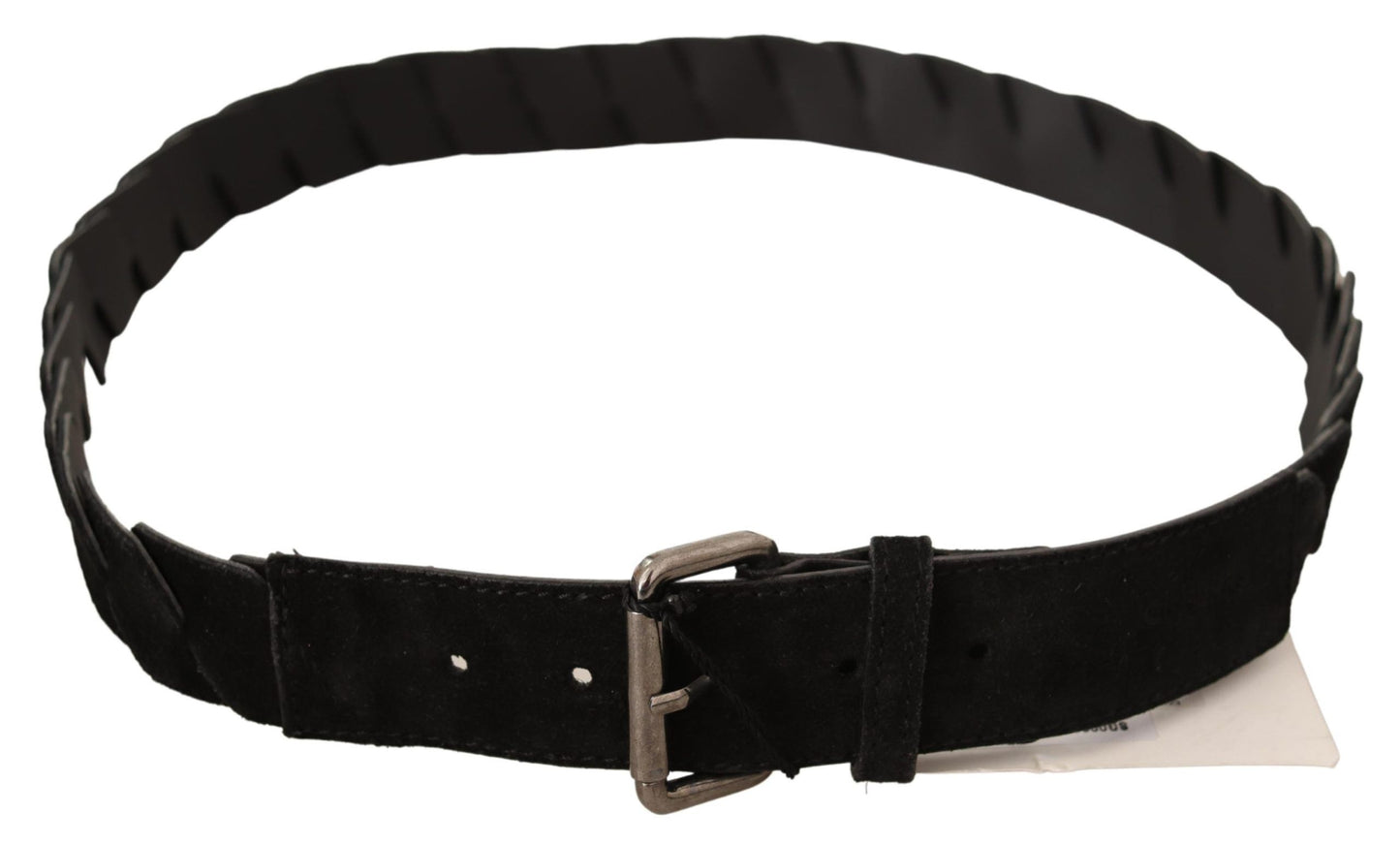 GF Ferre Black WX Silver Tone Buckle Waist Belt