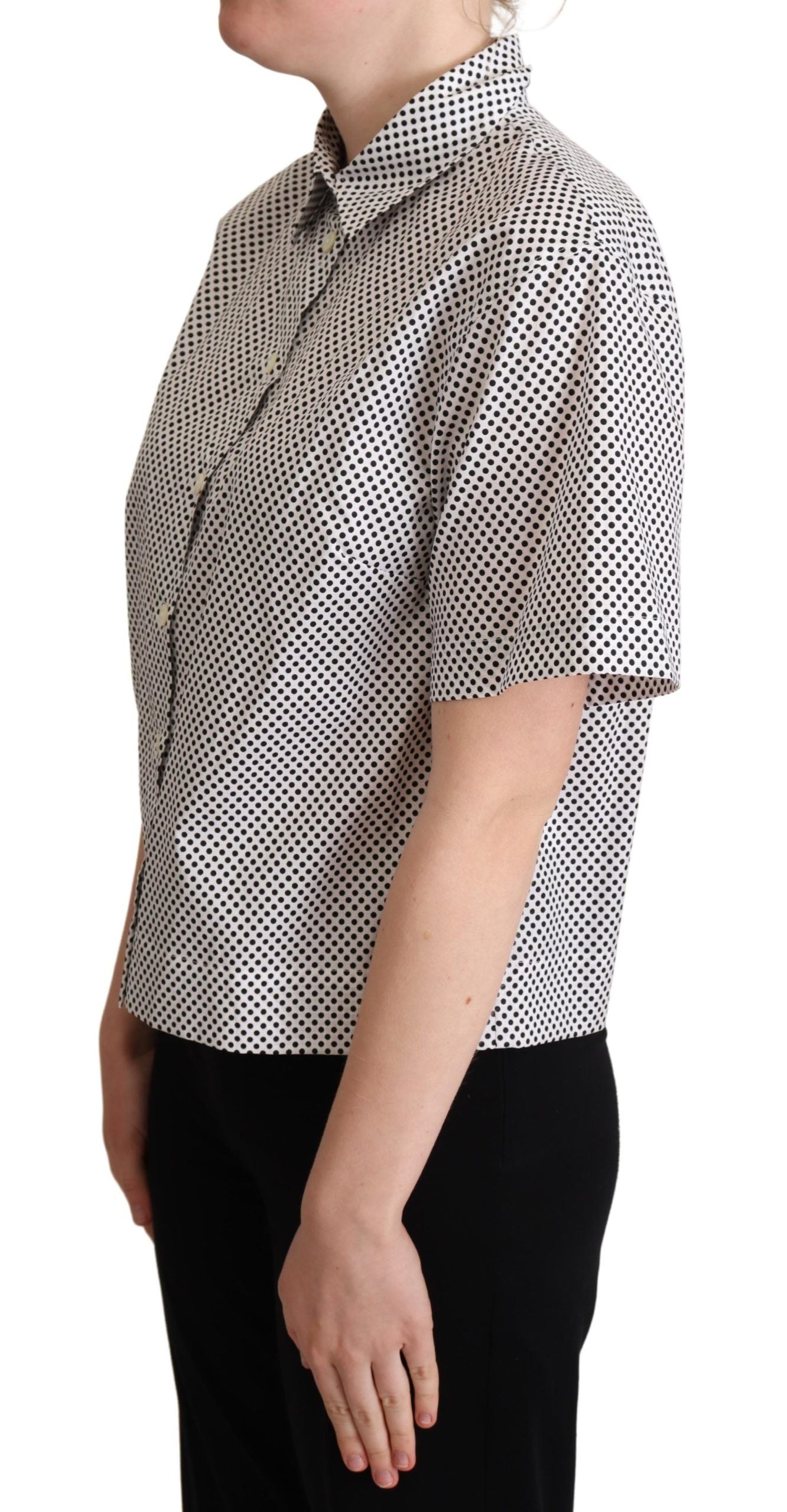 Chemise à col à pois noirs Dolce & Gabbana blanche