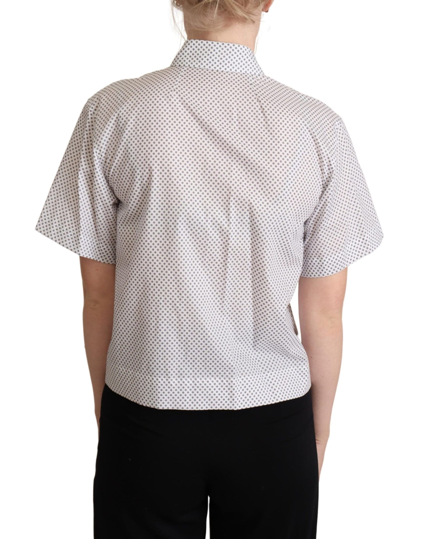 Chemise boutonnée à col et pois blancs et gris Dolce & Gabbana