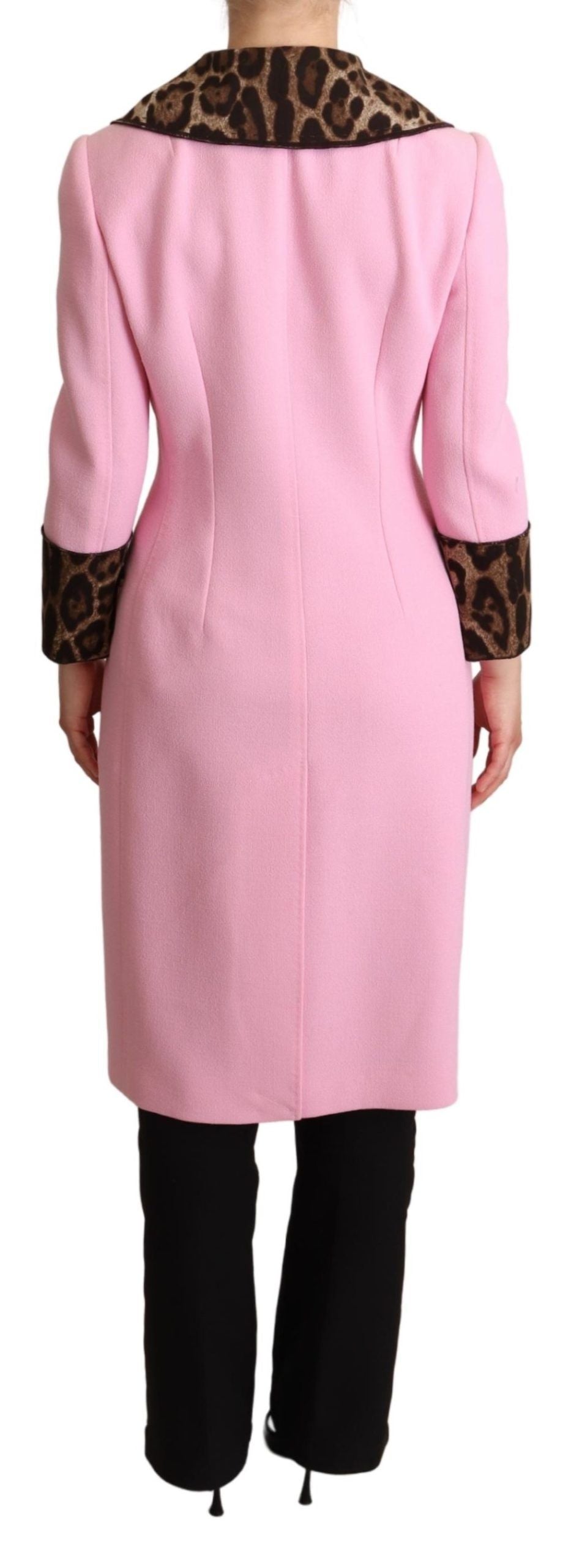 Trench-coat en laine rose léopard Dolce & Gabbana
