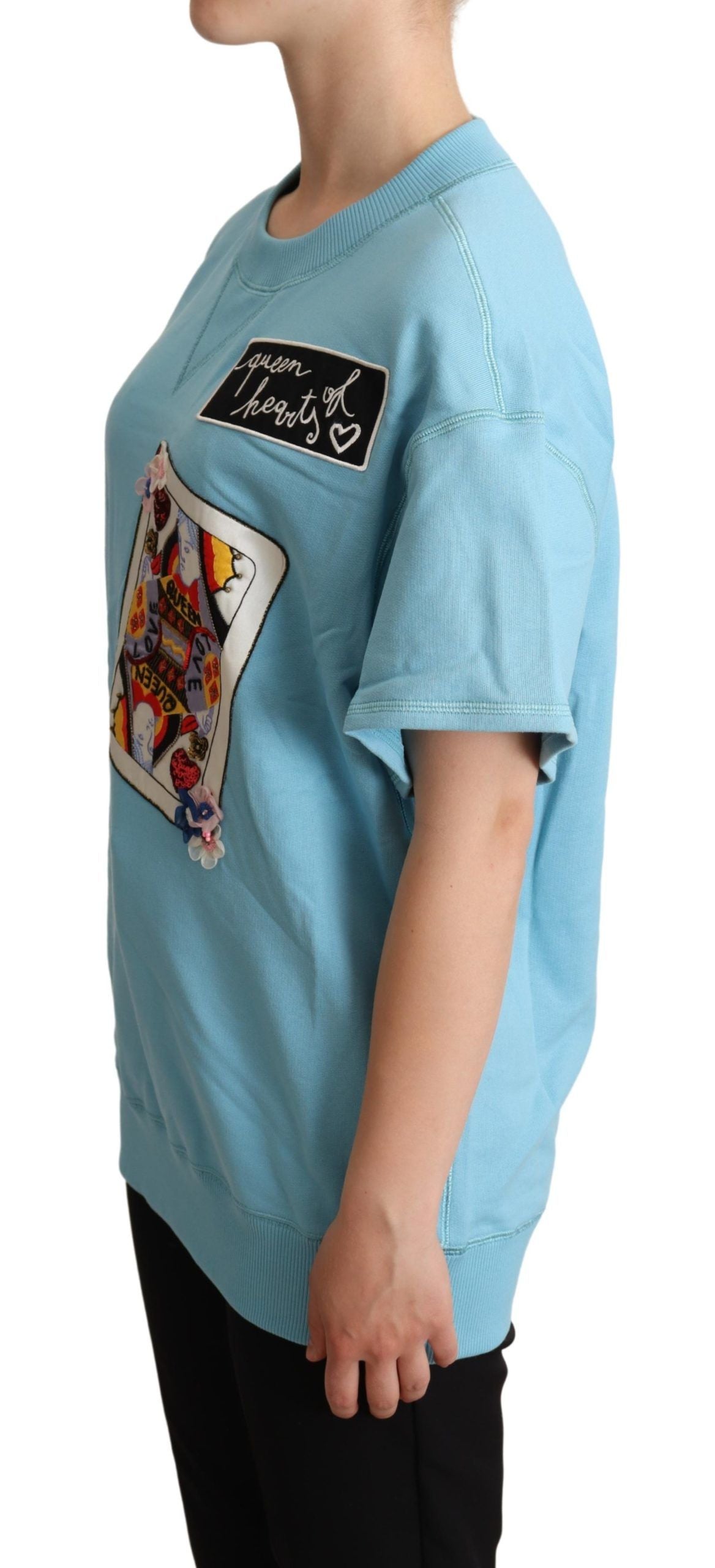 T-shirt Dolce & Gabbana bleu avec carte de la Reine de Cœur