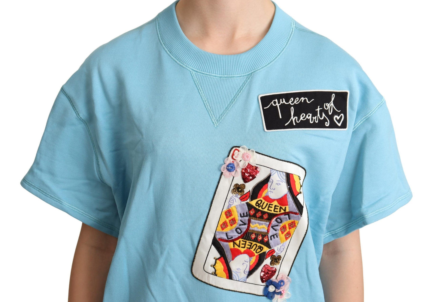 T-shirt Dolce & Gabbana bleu avec carte de la Reine de Cœur