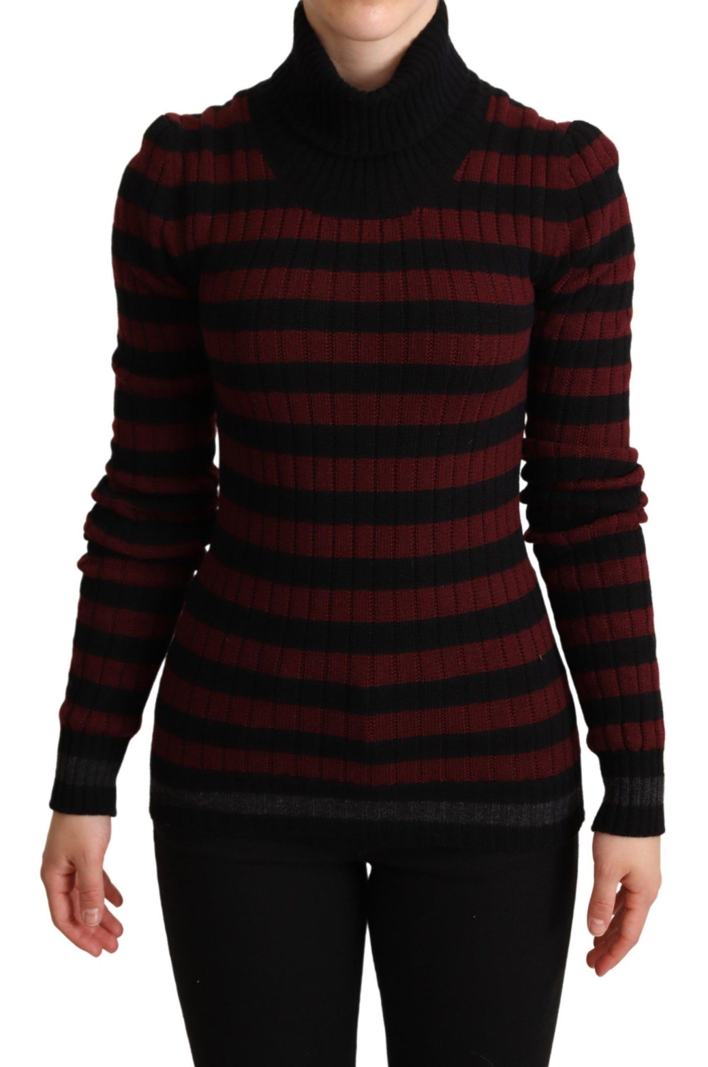 Pull en laine à rayures noires et rouges Dolce & Gabbana