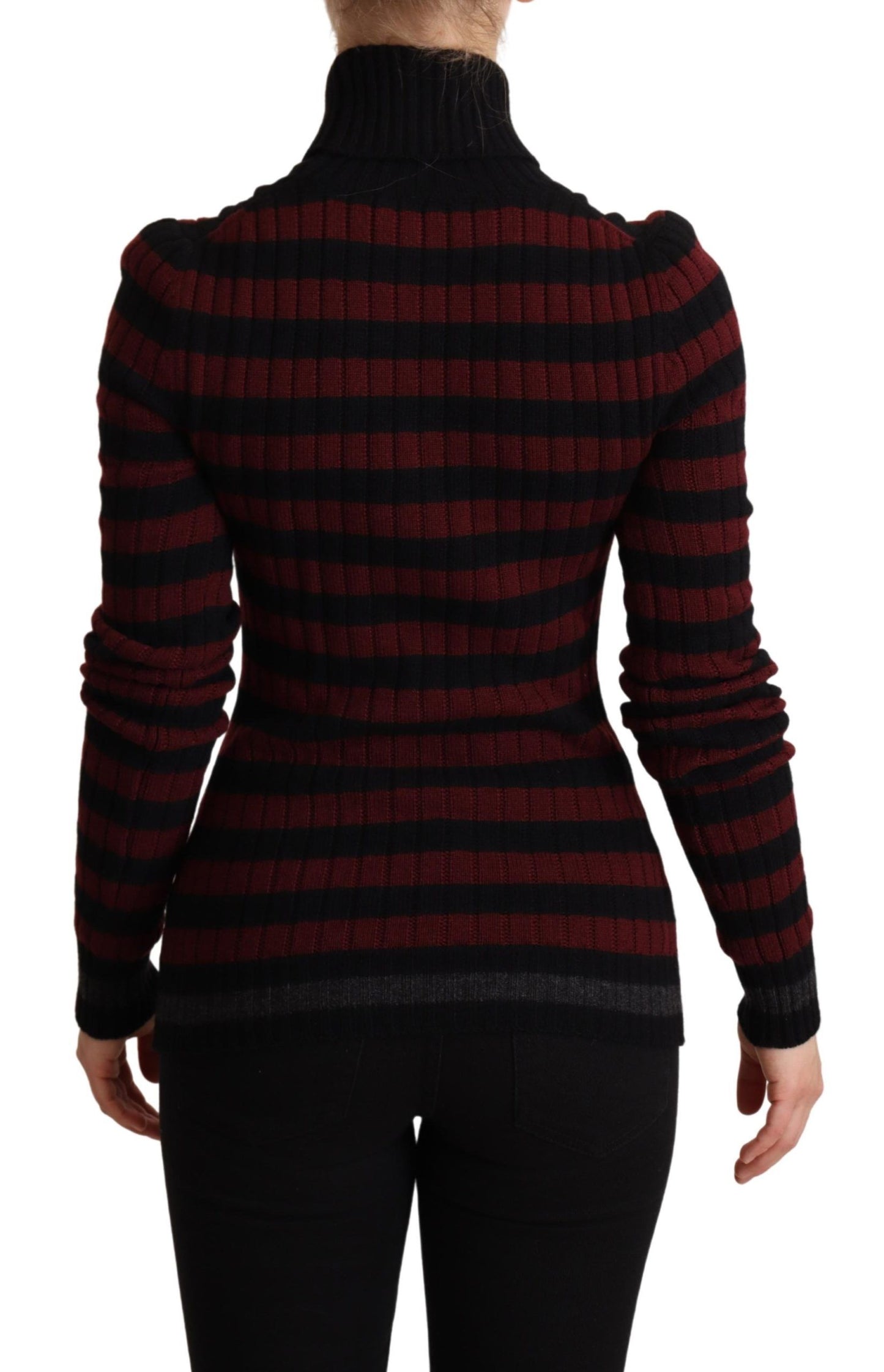 Pull en laine à rayures noires et rouges Dolce & Gabbana