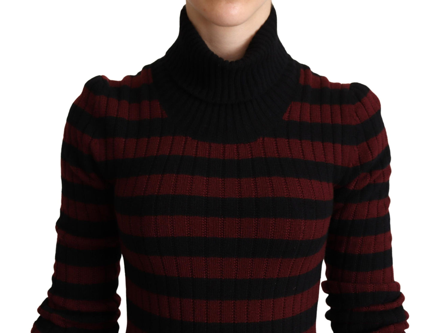 Pull en laine à rayures noires et rouges Dolce & Gabbana