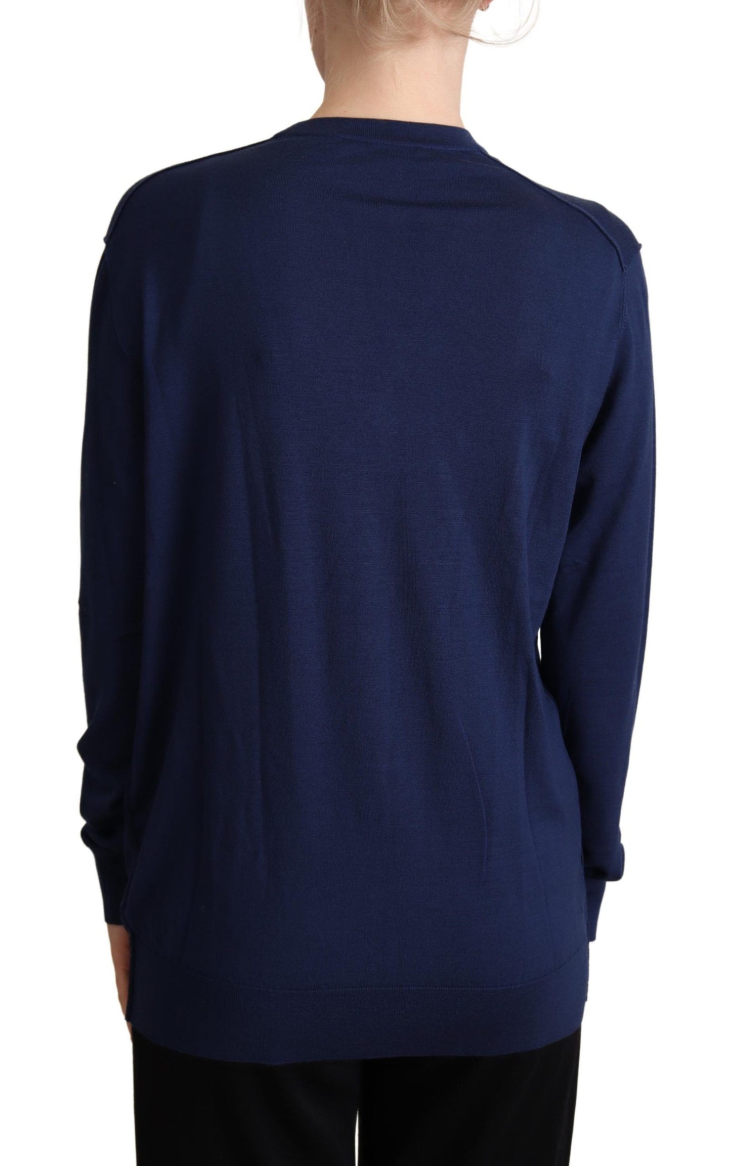 Pull cardigan boutonné en laine vierge bleue Dolce & Gabbana