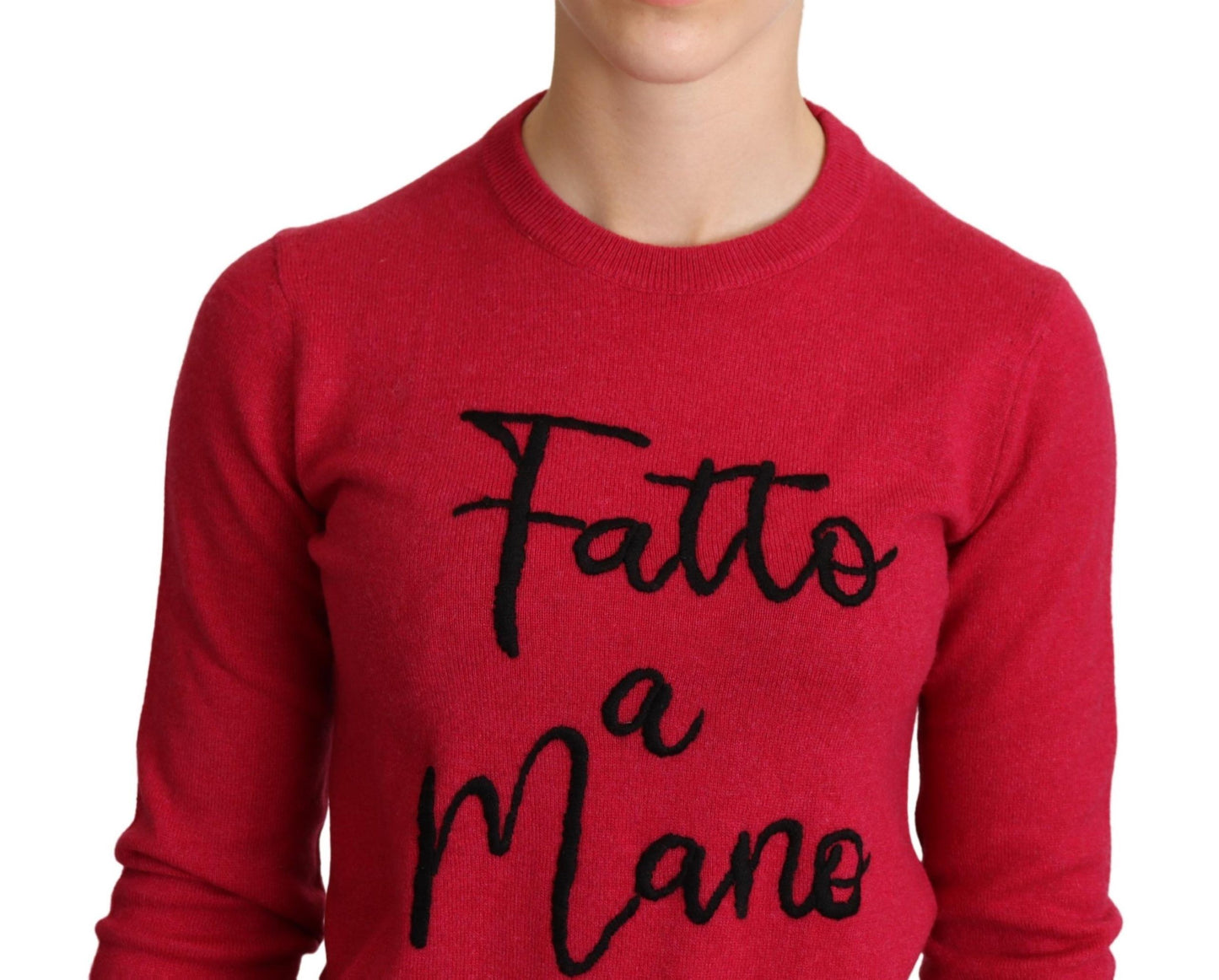 Dolce & Gabbana – Rosa Pullover aus bestickter Kaschmirwolle