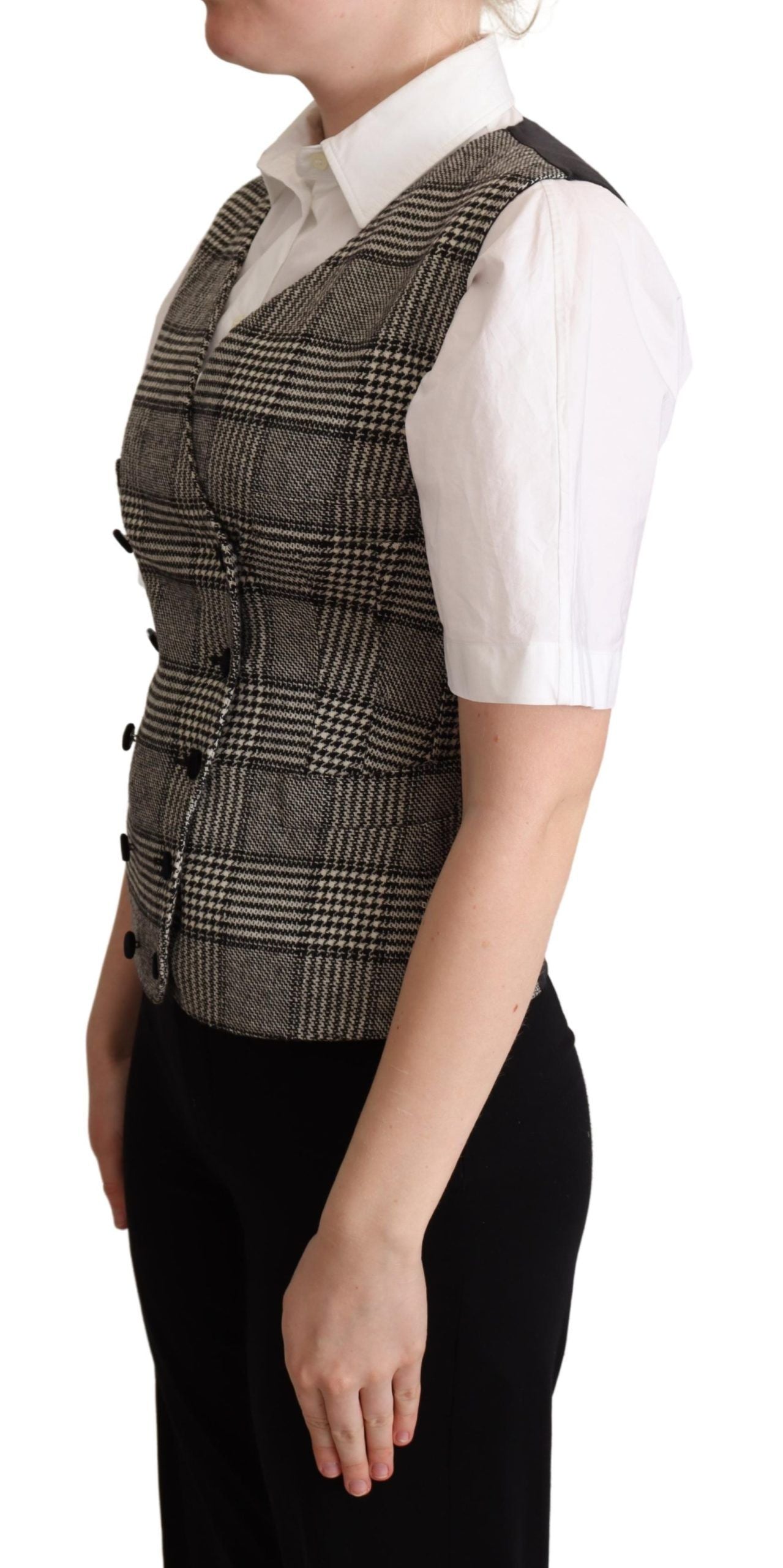 Gilet sans manches à carreaux gris Dolce & Gabbana