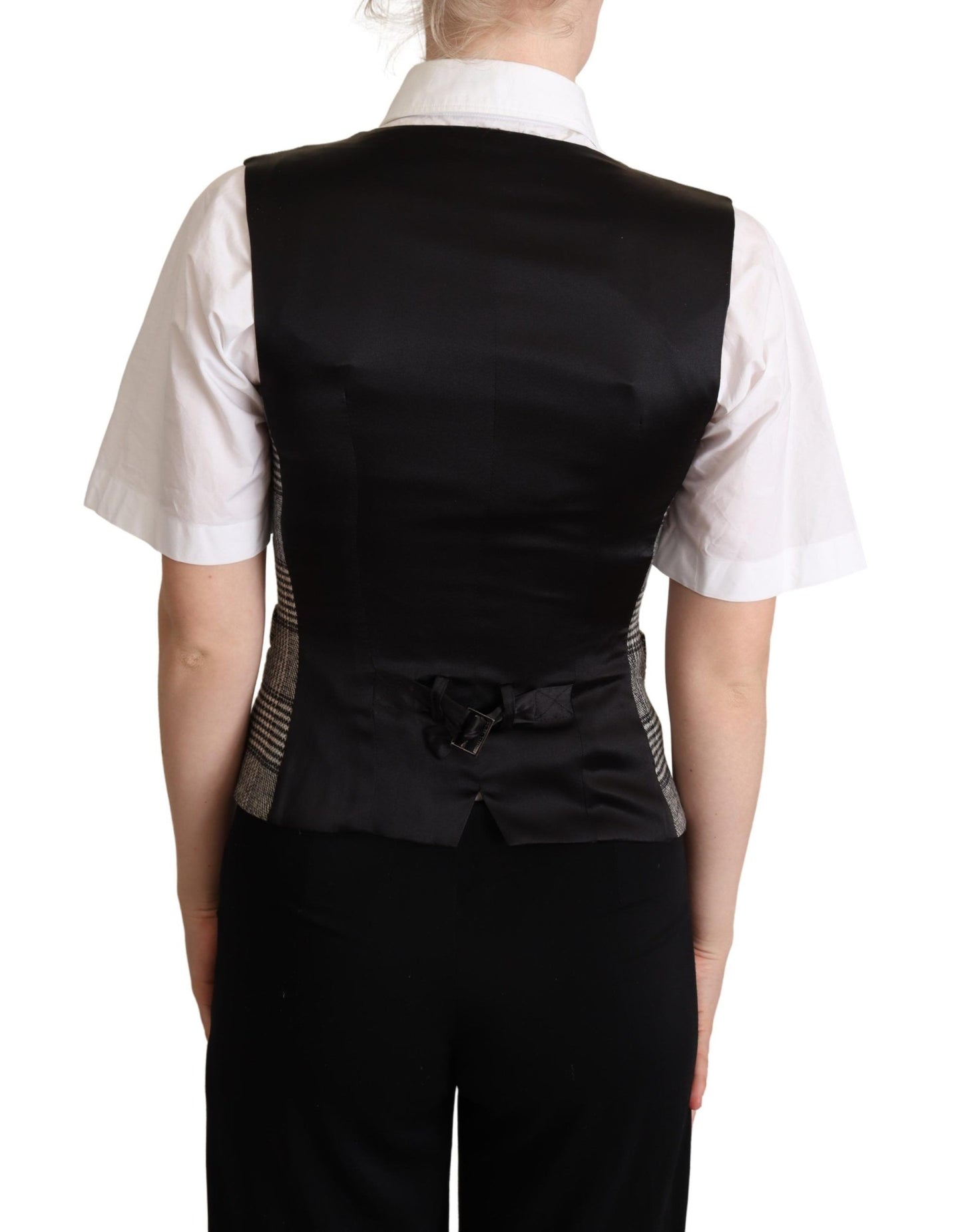 Gilet sans manches à carreaux gris Dolce & Gabbana
