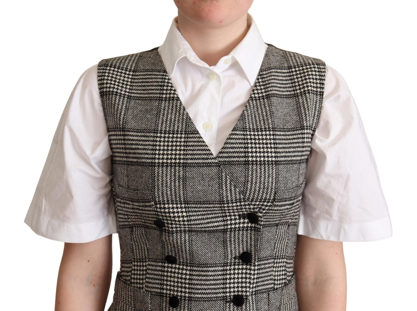 Gilet sans manches à carreaux gris Dolce & Gabbana