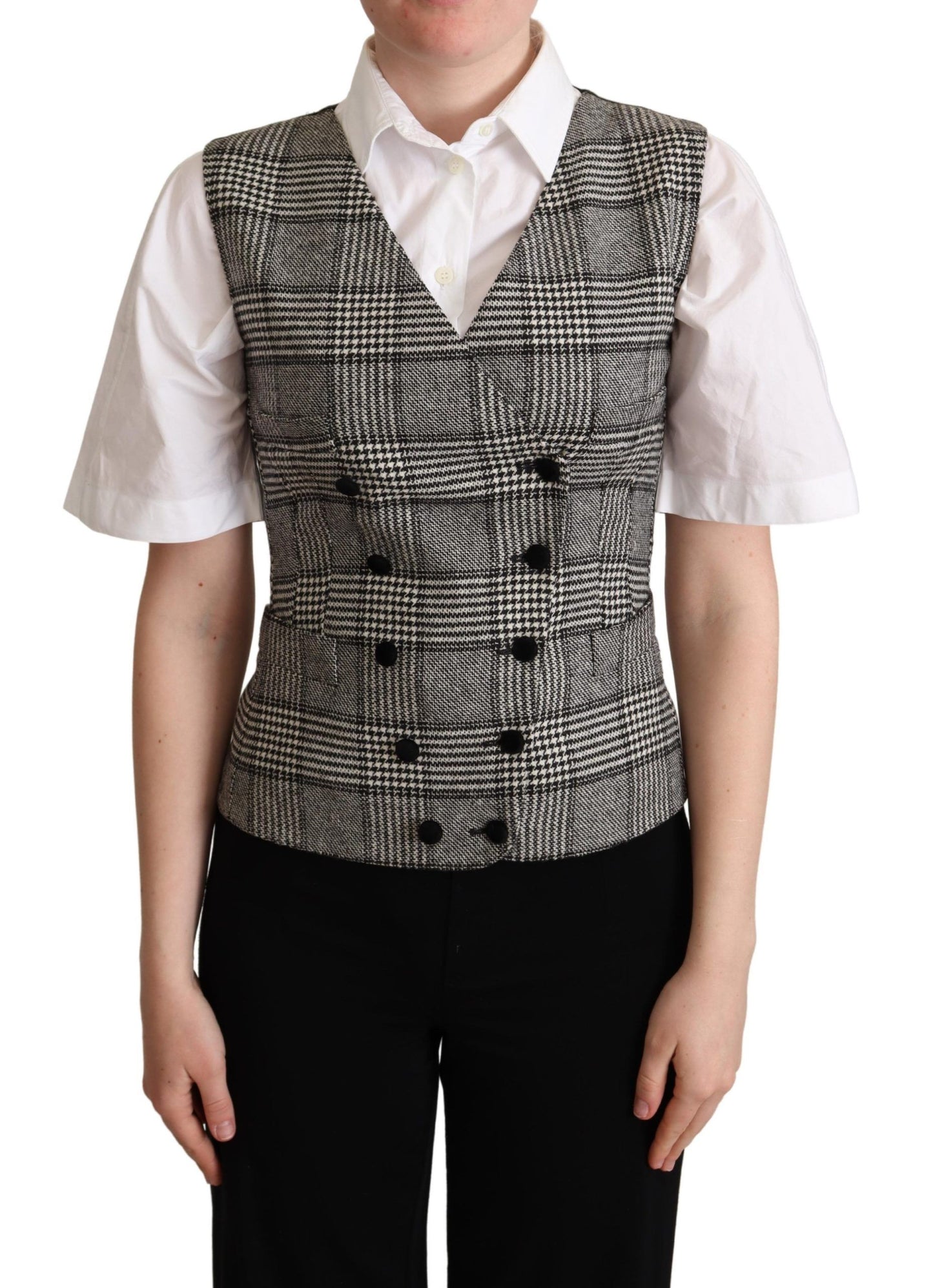 Gilet sans manches à carreaux gris Dolce & Gabbana