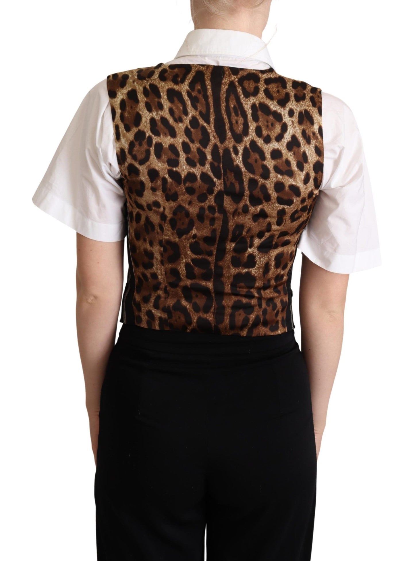 Gilet Dolce & Gabbana à rayures noires et imprimé léopard