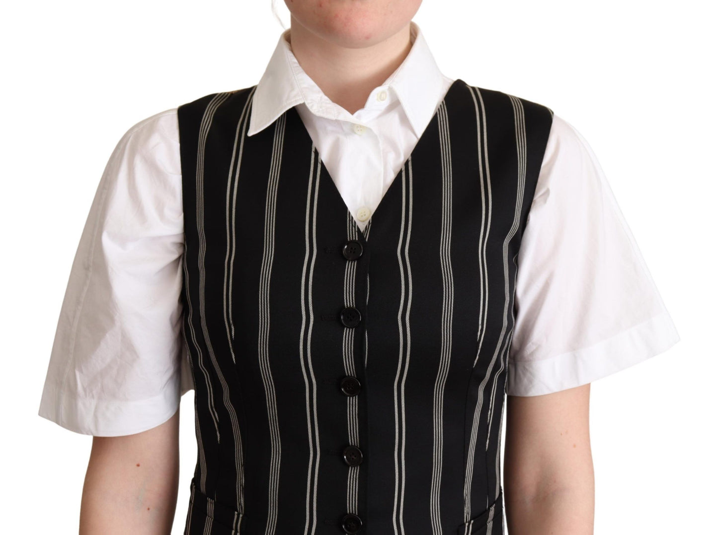 Gilet Dolce & Gabbana à rayures noires et imprimé léopard