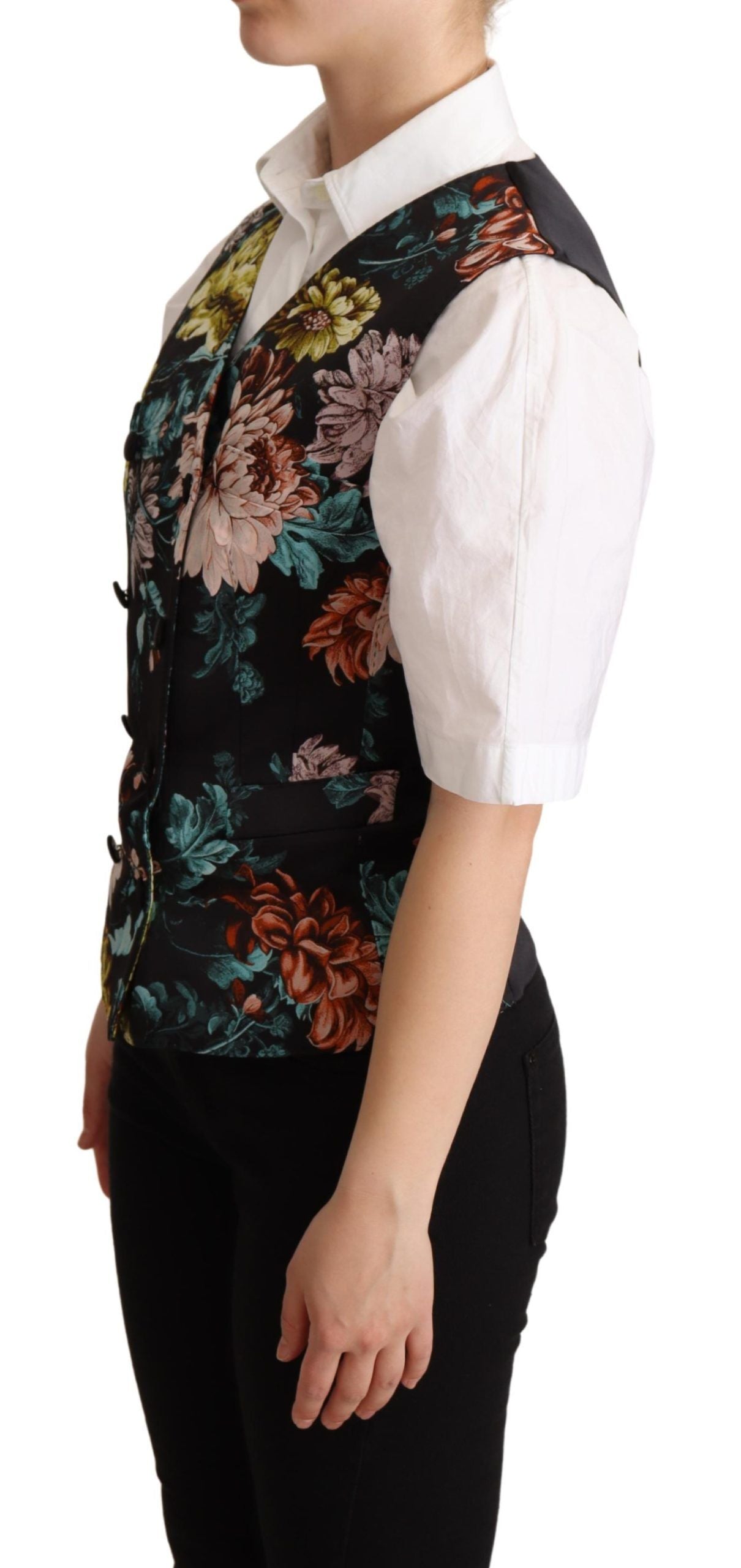 Gilet en jacquard fleuri noir Dolce & Gabbana
