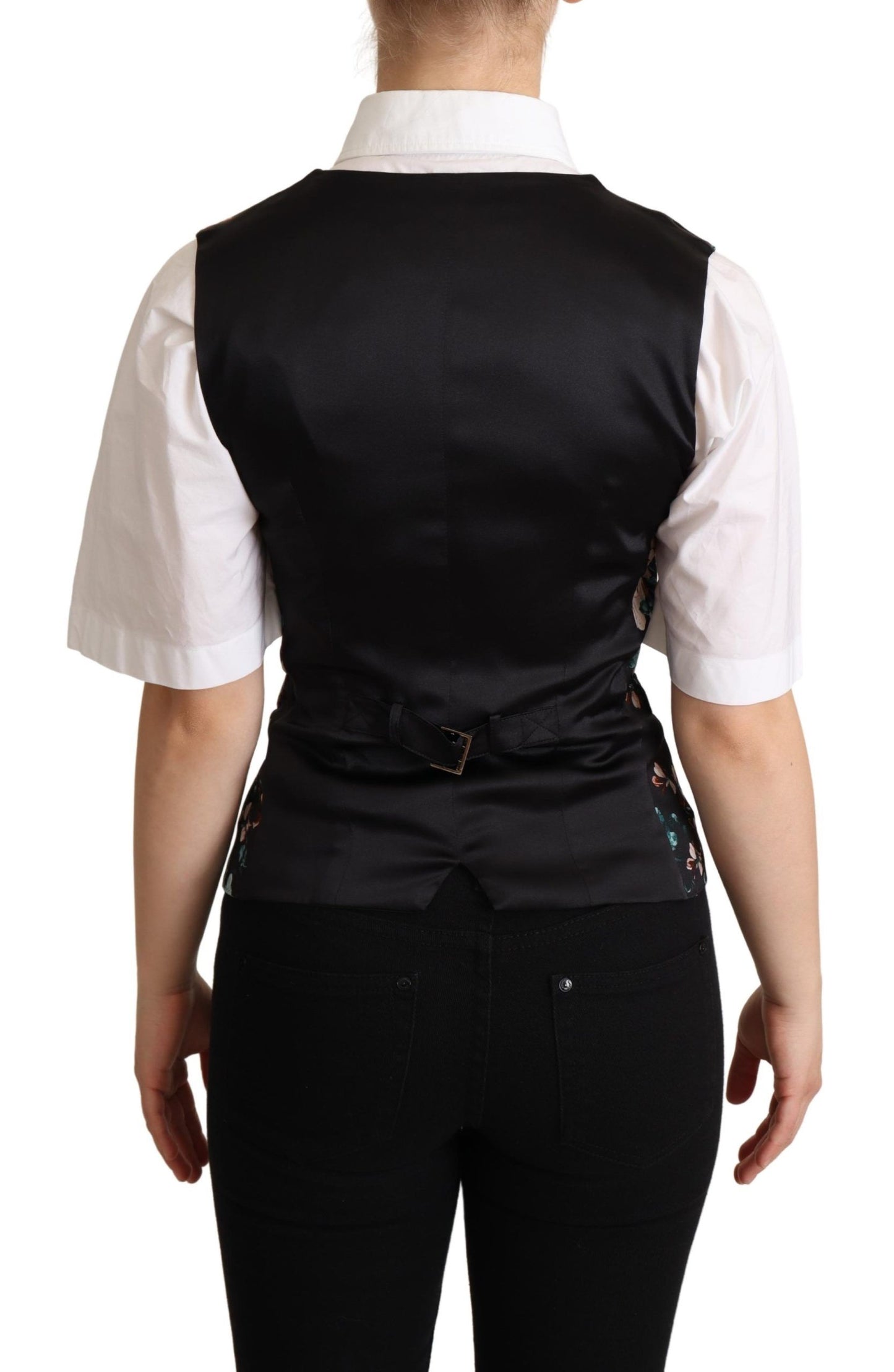 Gilet en jacquard fleuri noir Dolce & Gabbana