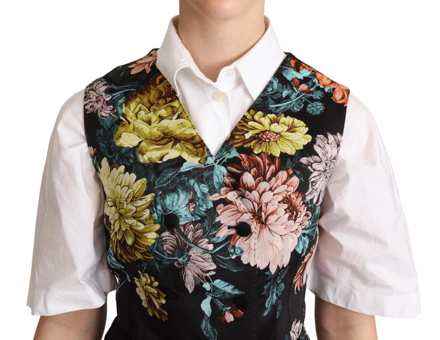 Gilet en jacquard fleuri noir Dolce & Gabbana