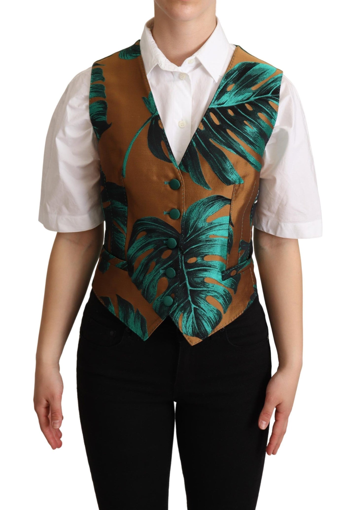 Gilet Dolce & Gabbana en jacquard vert et doré