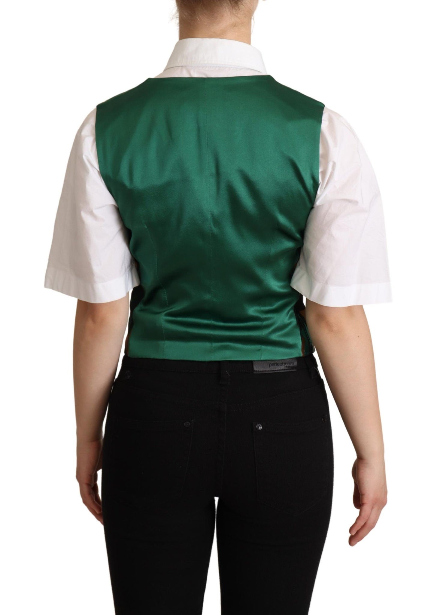Gilet Dolce & Gabbana en jacquard vert et doré