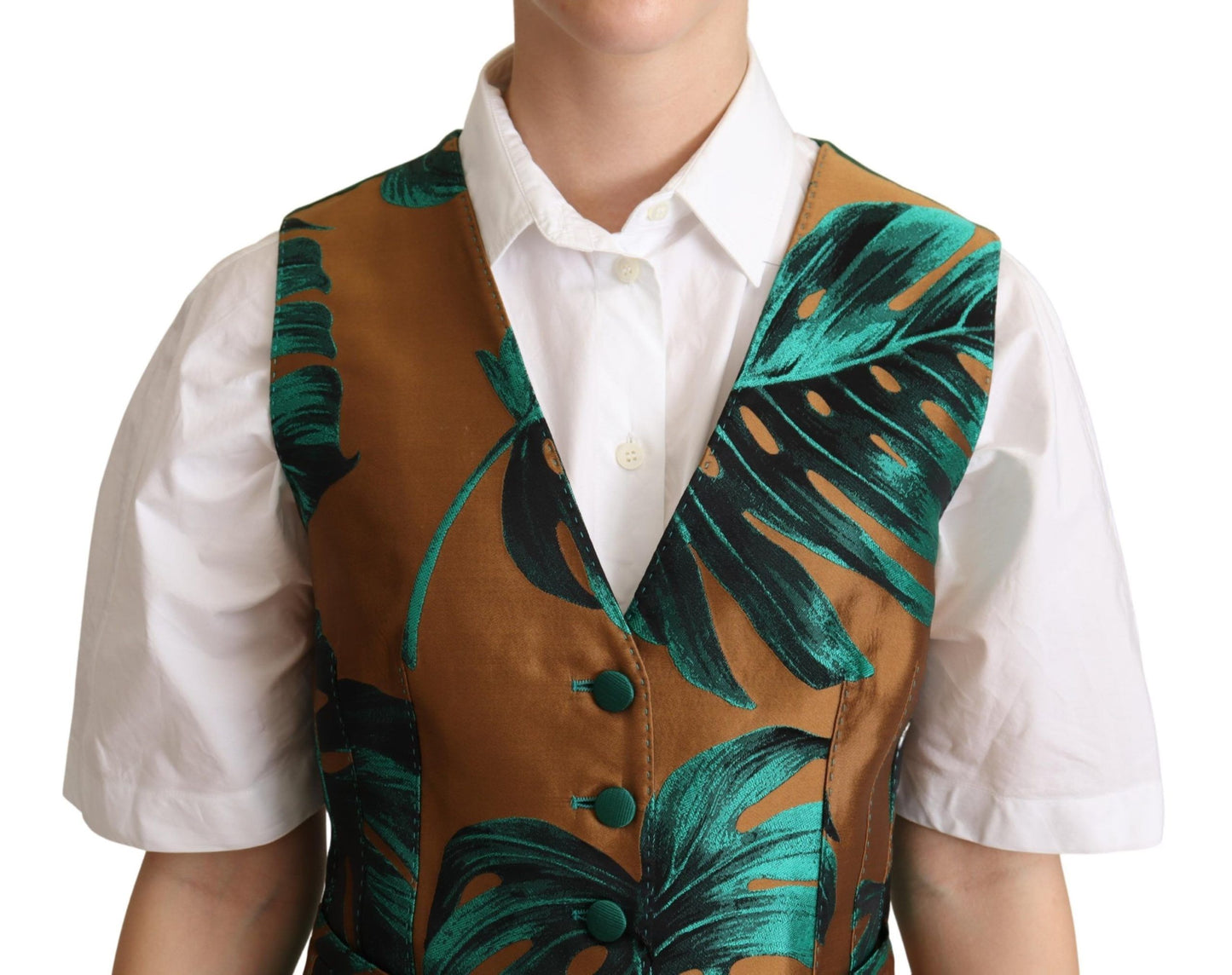 Gilet Dolce & Gabbana en jacquard vert et doré
