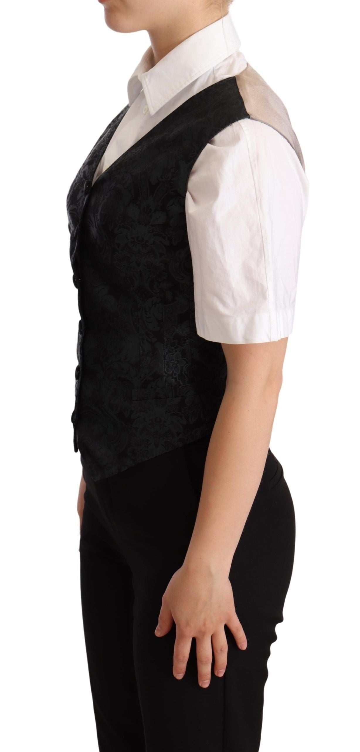 Gilet Dolce & Gabbana en jacquard fleuri noir vert