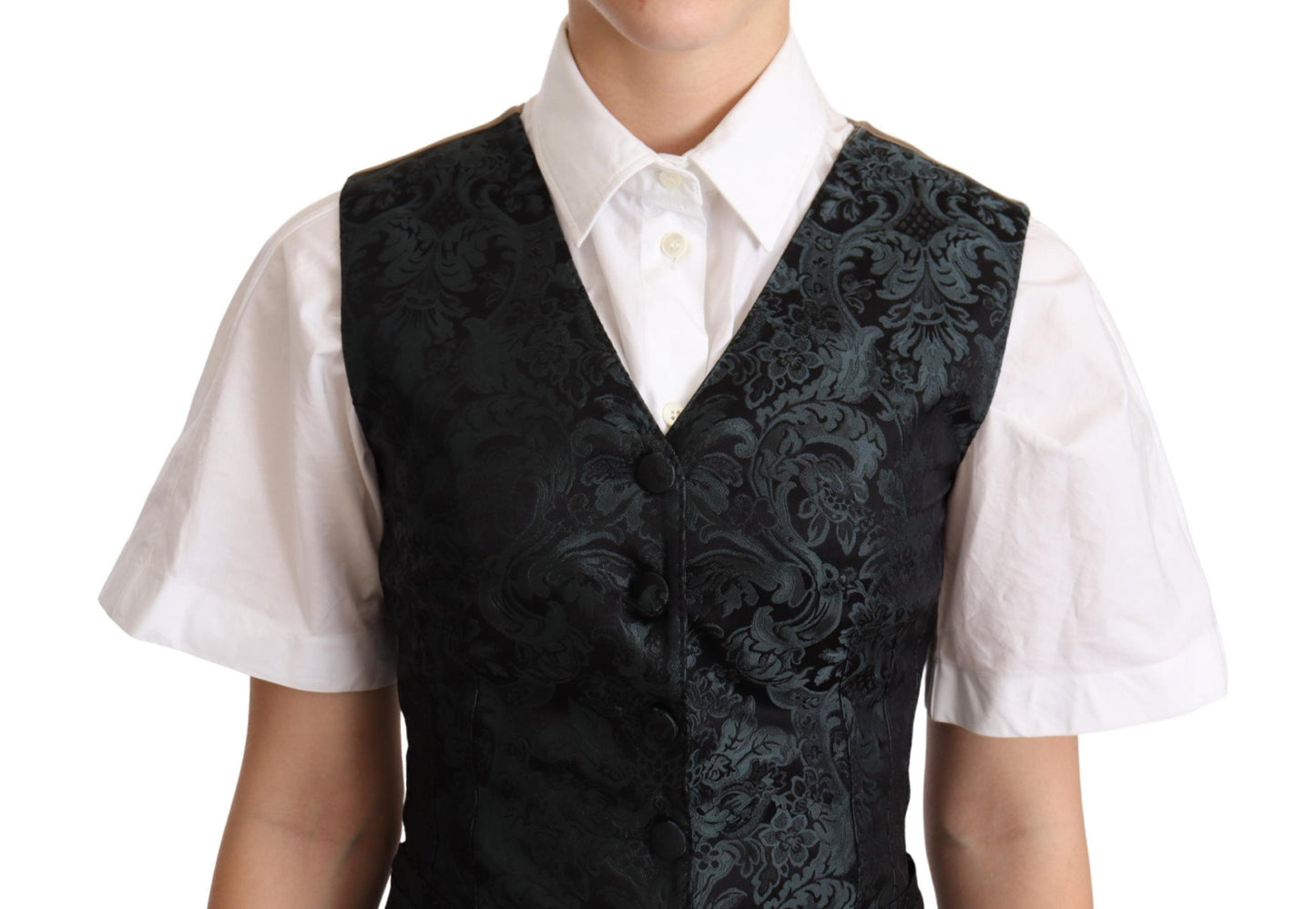 Gilet Dolce & Gabbana en jacquard fleuri noir vert