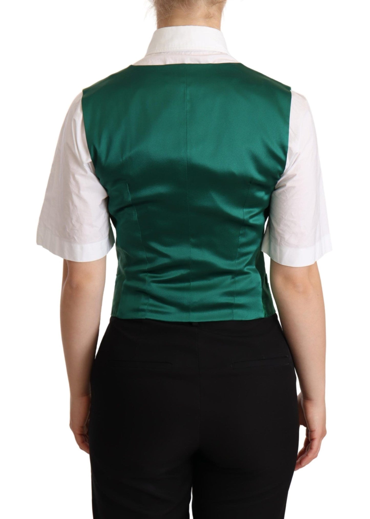 Gilet sans manches en satin de soie vert Dolce & Gabbana