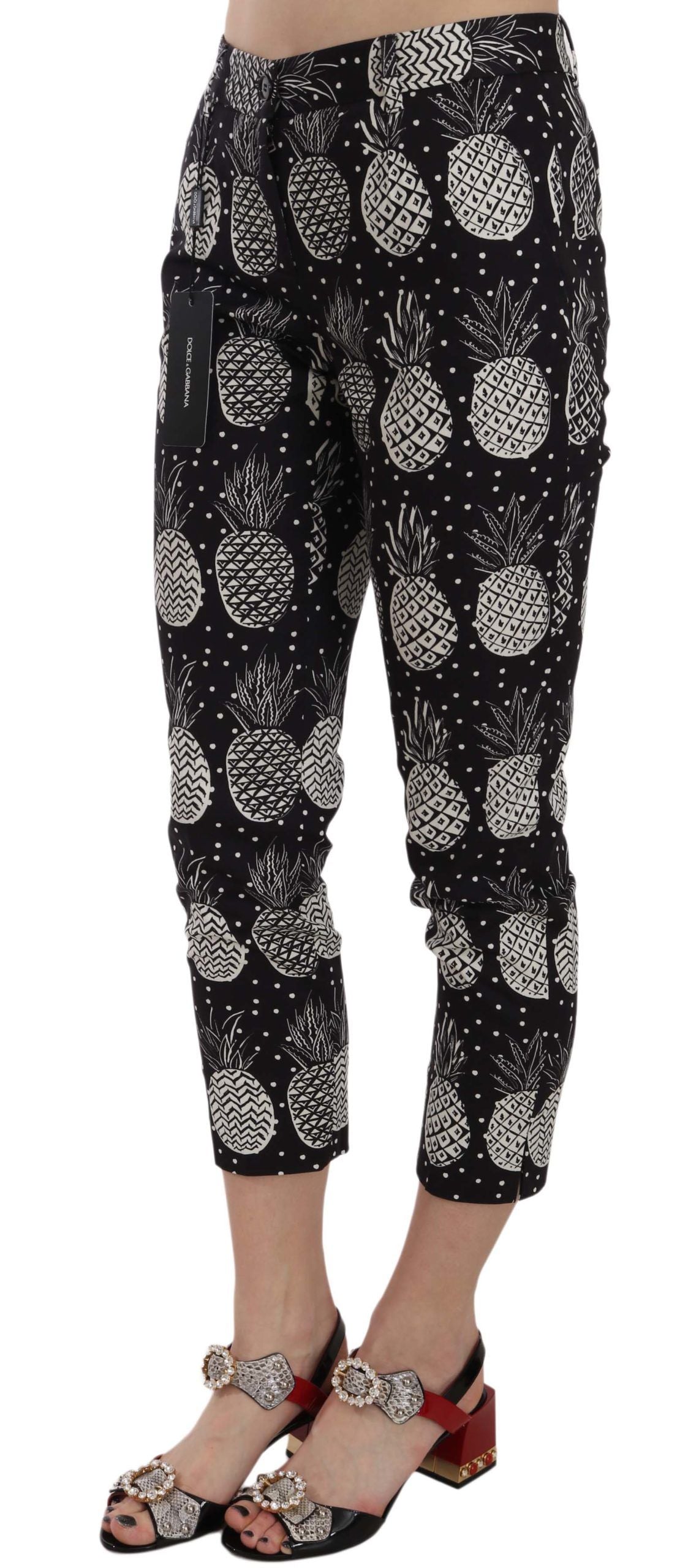 Pantalon capri skinny imprimé ananas noir Dolce & Gabbana
