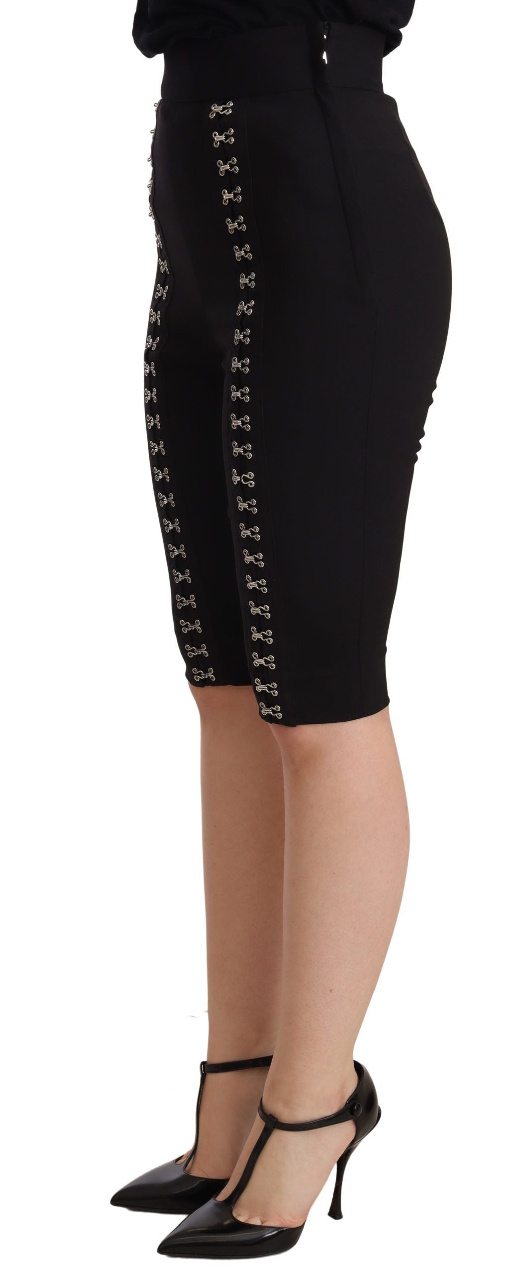 Short slim taille haute en laine stretch noire Dolce & Gabbana