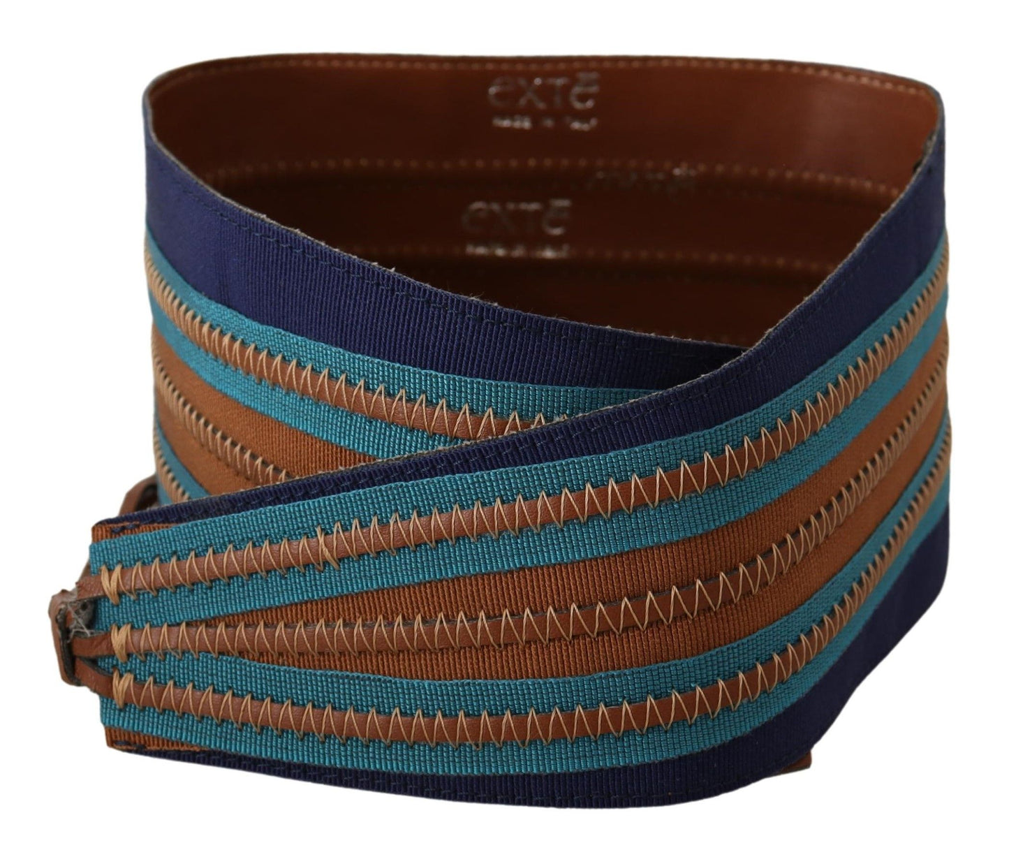 Ceinture large en cuir marron Exte avec fermeture à nouer