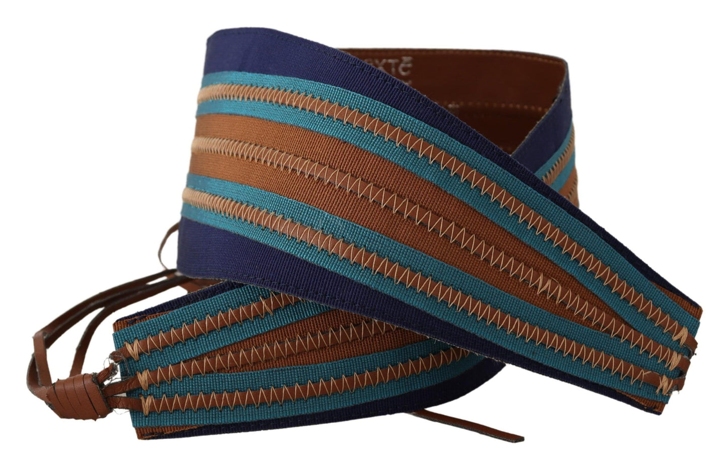 Ceinture large en cuir marron Exte avec fermeture à nouer