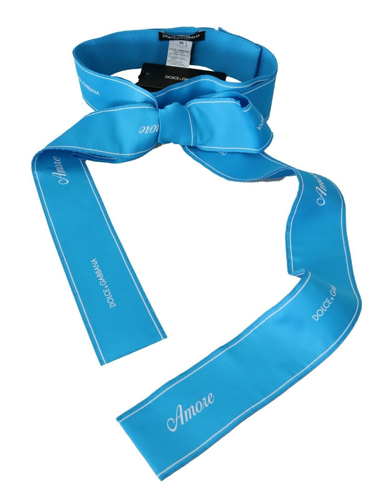 Ceinture large à nœud et ruban bleu Dolce & Gabbana
