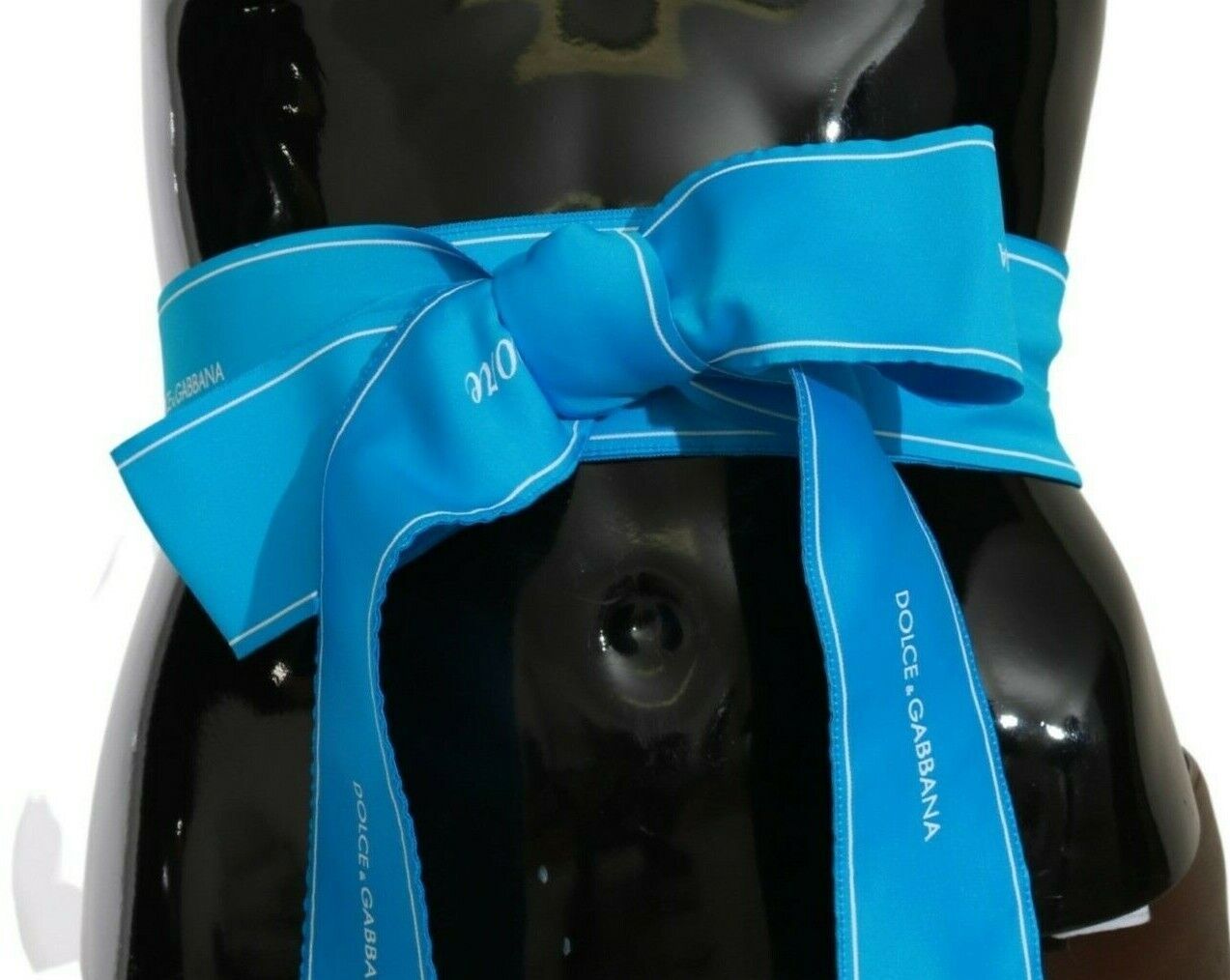 Ceinture large à nœud et ruban bleu Dolce & Gabbana