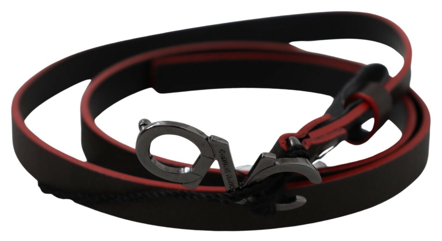 Ceinture fine en cuir marron noir avec boucle de ceinture Costume National