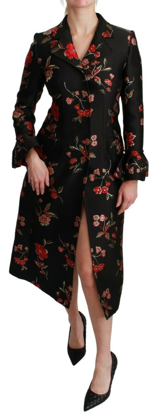 Dolce & Gabbana Manteau veste brodé de fleurs noires