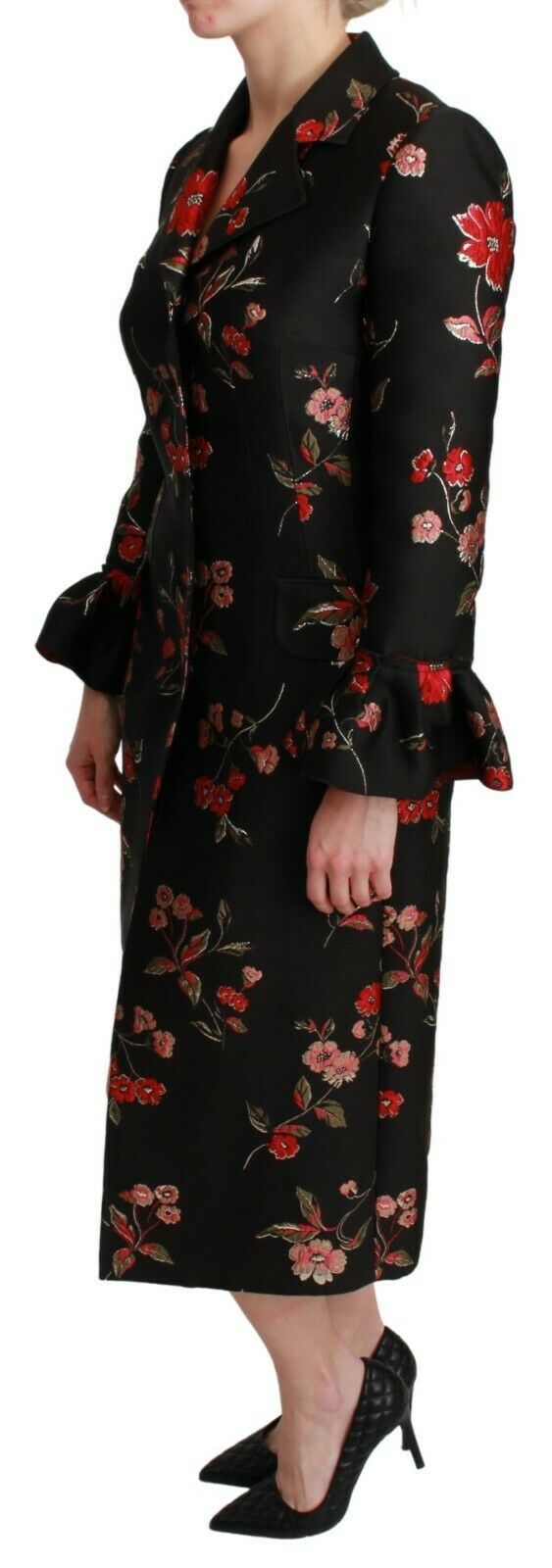 Dolce & Gabbana Manteau veste brodé de fleurs noires
