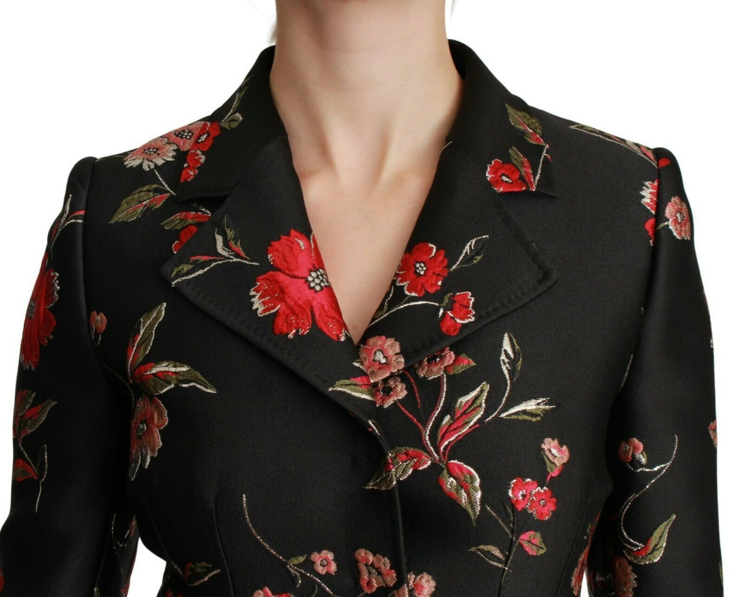 Dolce & Gabbana Manteau veste brodé de fleurs noires