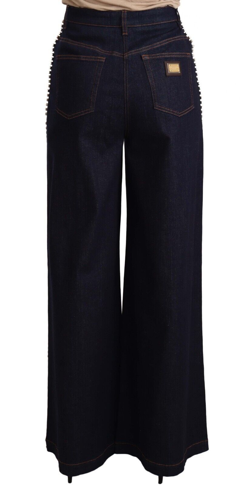 Jean évasé bleu foncé orné de cristaux Dolce & Gabbana