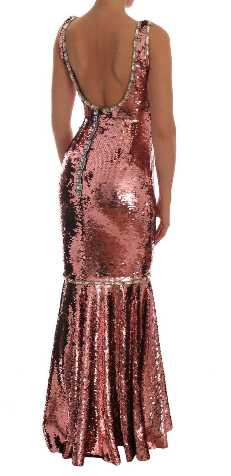 Robe fourreau rose à paillettes et cristaux Dolce & Gabbana