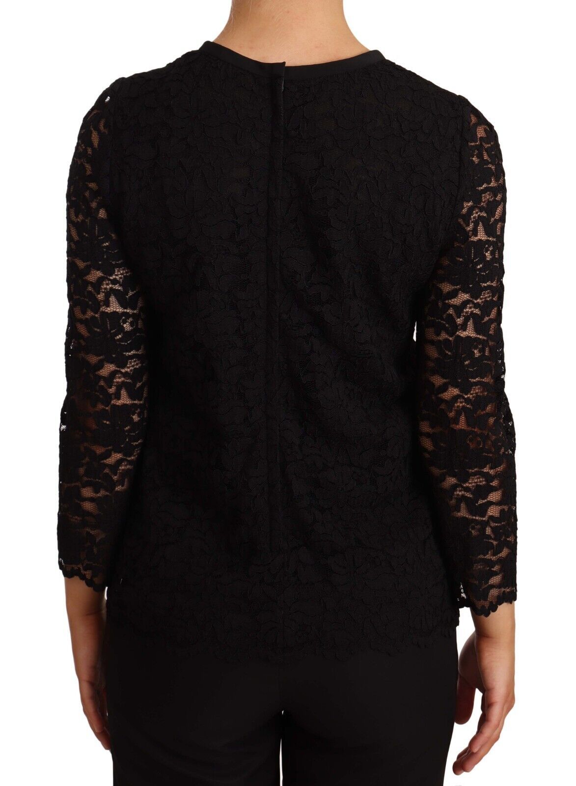 Chemisier en nylon noir à dentelle florale Dolce & Gabbana