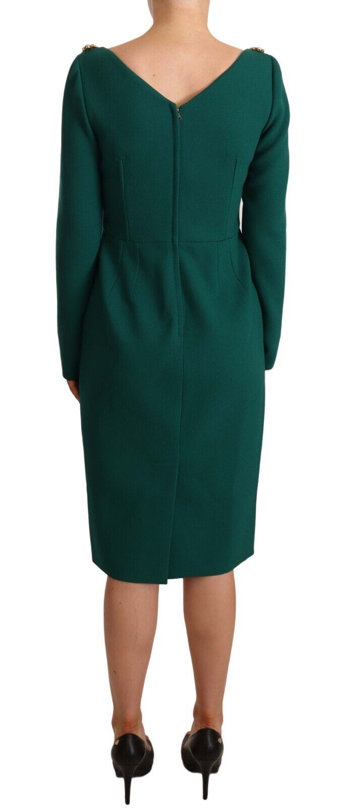 Robe midi en crêpe stretch vert à cristaux Dolce & Gabbana