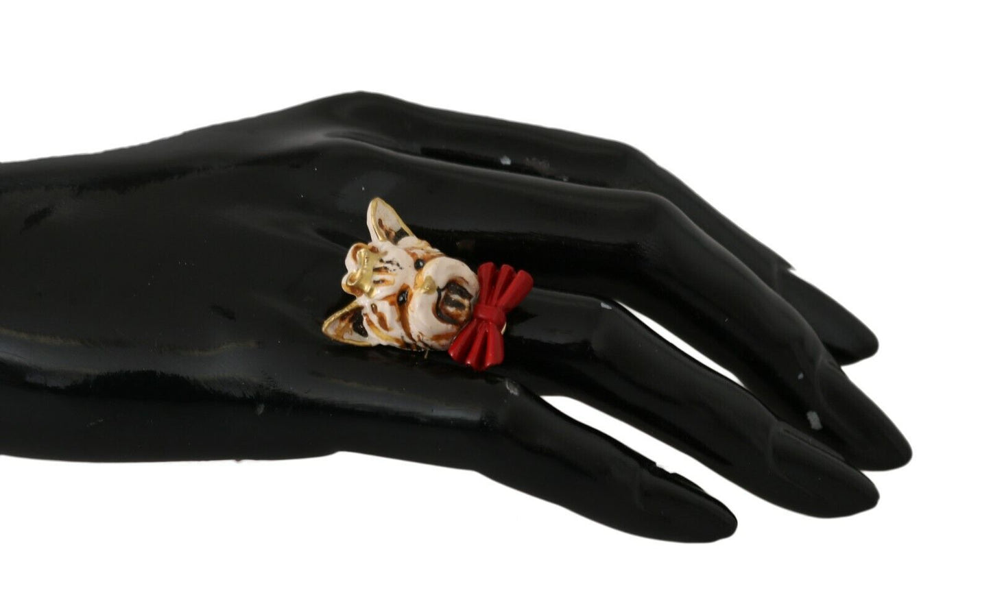 Bague en résine et laiton doré pour animal de compagnie Dolce & Gabbana beige avec accessoire de marque pour chien
