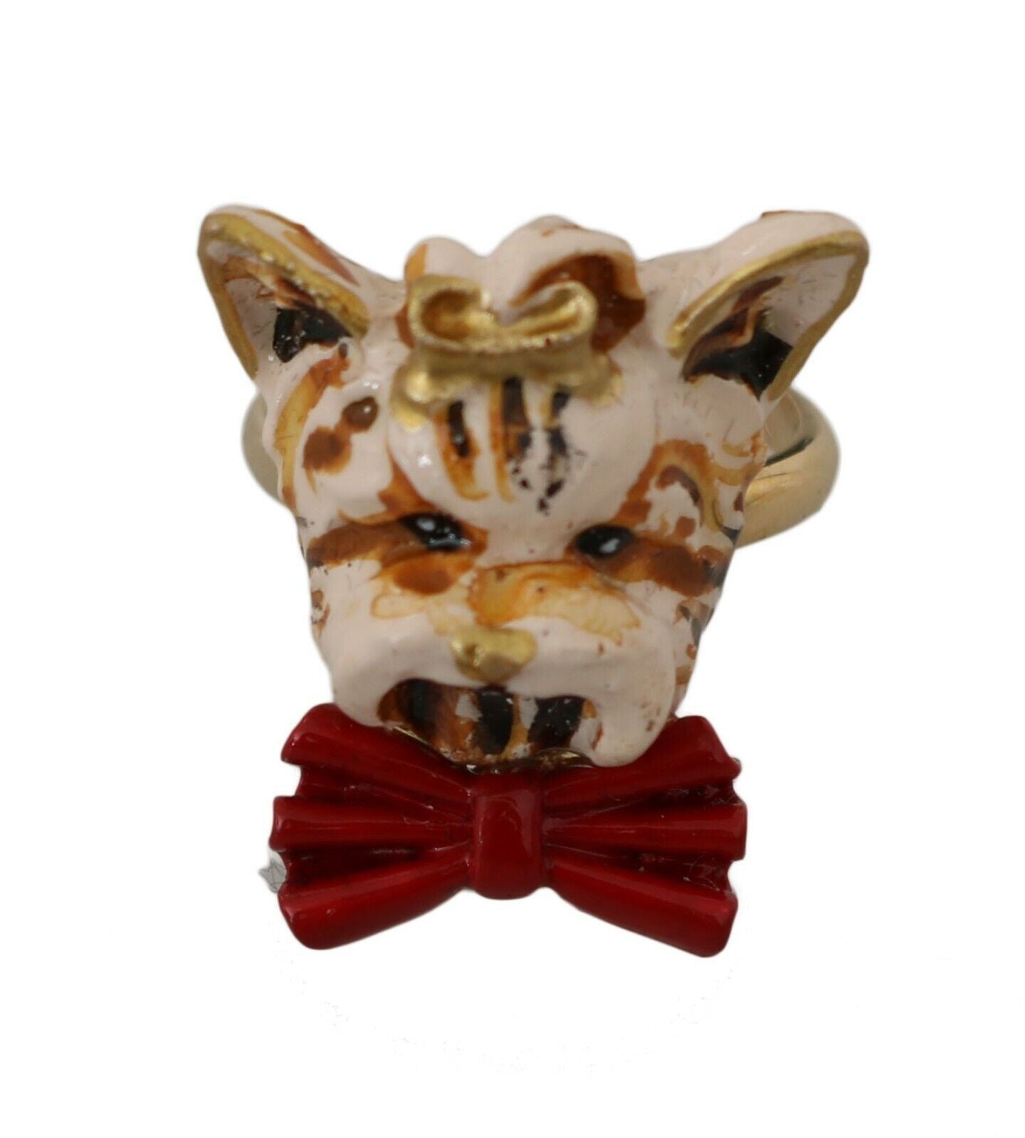 Bague en résine et laiton doré pour animal de compagnie Dolce & Gabbana beige avec accessoire de marque pour chien