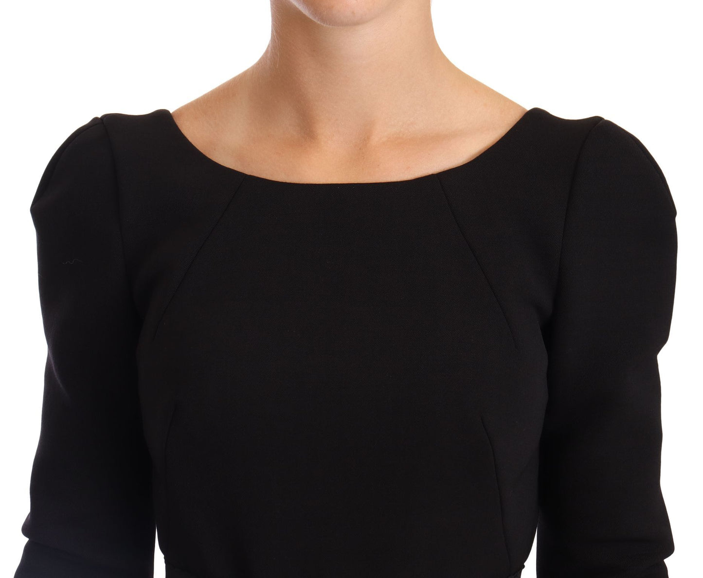 Robe fourreau noire en laine stretch à dos ouvert Dolce & Gabbana