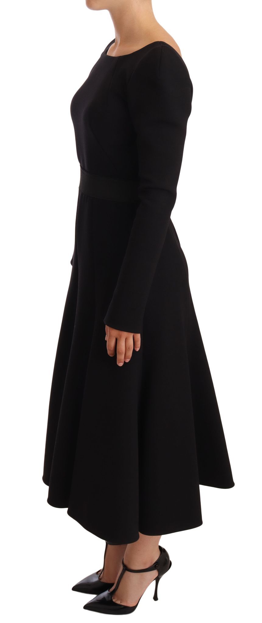 Robe fourreau noire en laine stretch à dos ouvert Dolce & Gabbana